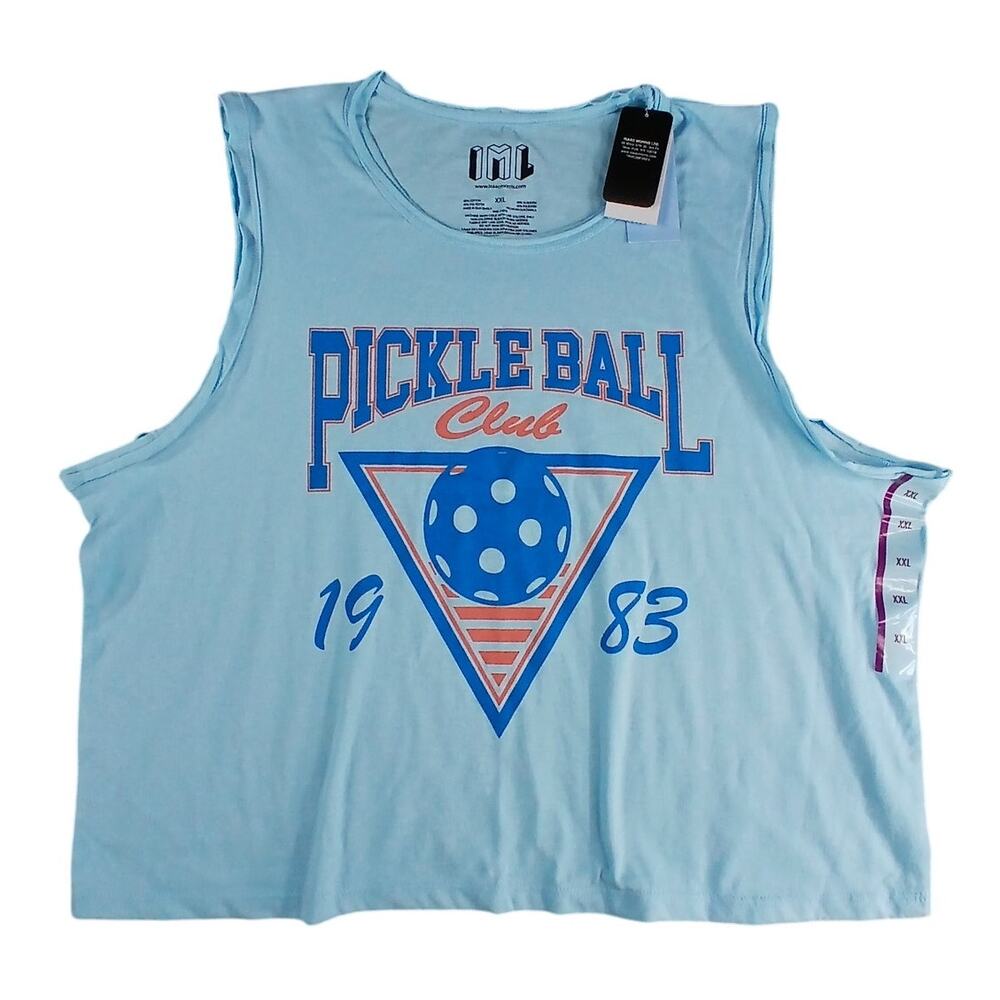 Pickleball Crop Top Shirt Womens XXL 2XL Blue Sleeveless Tank Isaac Morris NWT
